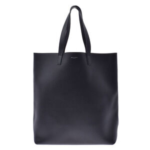 SAINT LAURENT Black Calfskin Shopping Tote Bag